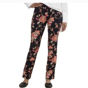 Soft Surroundings Black Floral Crop Ponte Pants